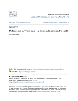 Differences in Trunk and Hip Flexion/Extension Strength