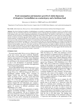 Food Consumption and Immature Growth of Adalia Bipunctata (Coleoptera: Coccinellidae) on a Natural Prey and a Factitious Food