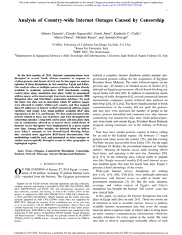 Analysis of Country-Wide Internet Outages Caused by Censorship