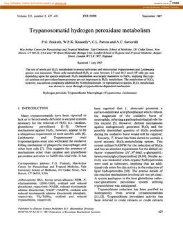 Trypanosomatid Hydrogen Peroxidase Metabolism