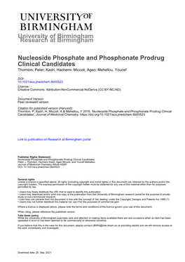 University of Birmingham Nucleoside Phosphate And