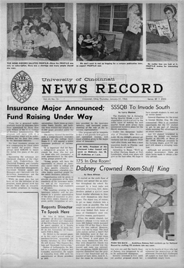 University of Cincinnati News Record. Thursday, January 21, 1965. Vol. LII