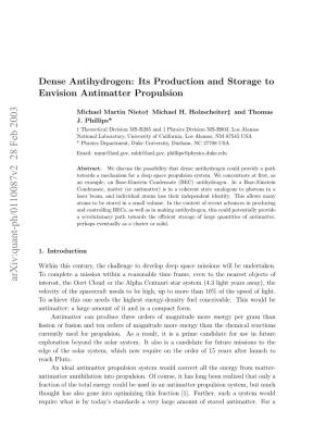 Dense Antihydrogen: Its Production and Storage to Envision Antimatter