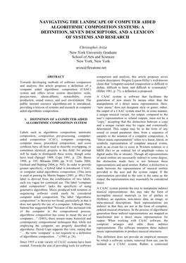 Navigating the Landscape of Computer Aided Algorithmic Composition Systems: a Definition, Seven Descriptors, and a Lexicon of Systems and Research