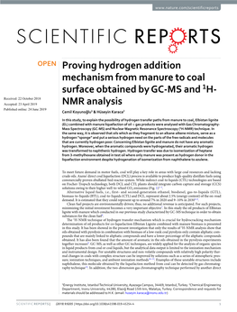 Proving Hydrogen Addition Mechanism from Manure to Coal