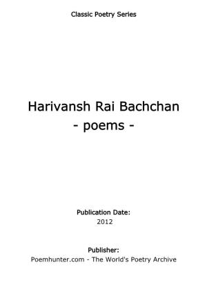 Harivansh Rai Bachchan - Poems