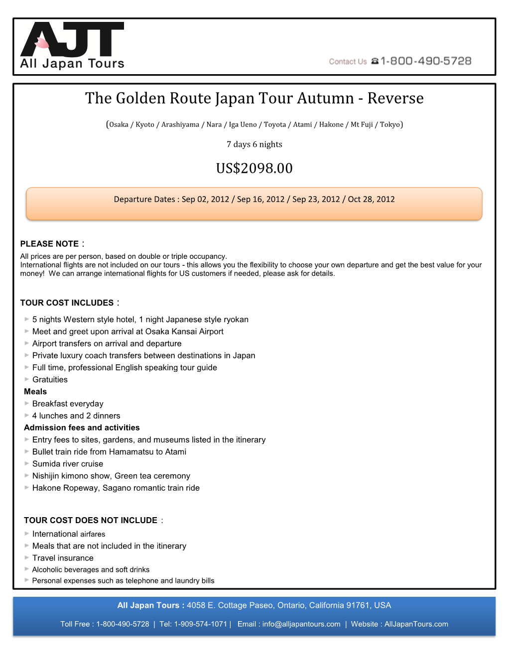 The Golden Route Japan Tour Autumn - Reverse