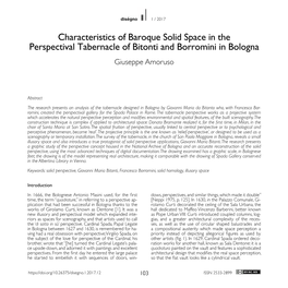 Characteristics of Baroque Solid Space in the Perspectival Tabernacle of Bitonti and Borromini in Bologna Giuseppe Amoruso