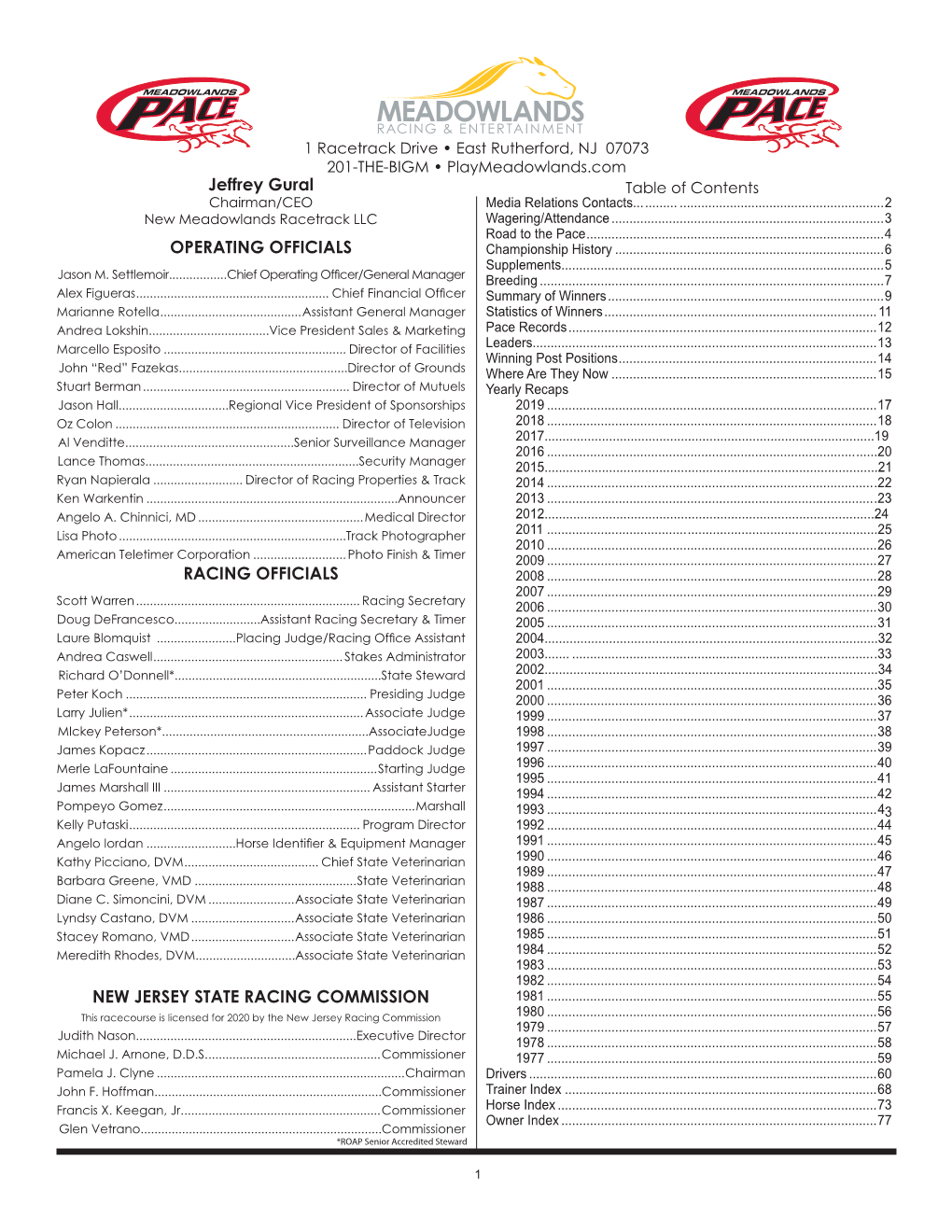 Meadowlands Pace Media Guide 2020.Indd