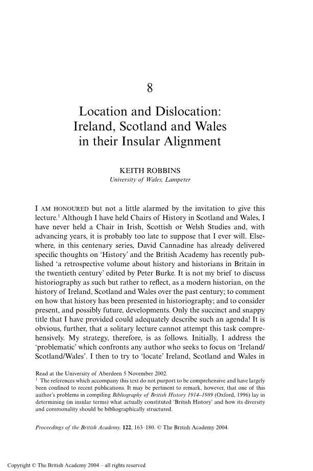 8 Location and Dislocation: Ireland, Scotland and Wales in Their Insular Alignment