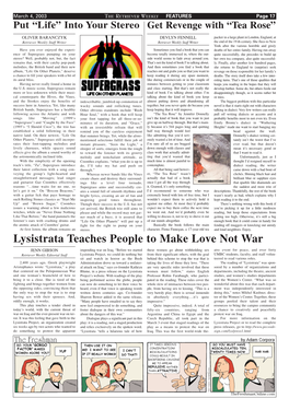 Lysistrata Teaches People to Make Love Not War JENN GIBSON Impending War on Iraq