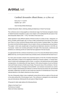Cardinal Alessandro Albani (Rome, 11-13 Dec 19)