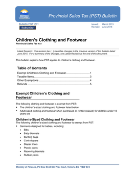 Children's Clothing and Footwear