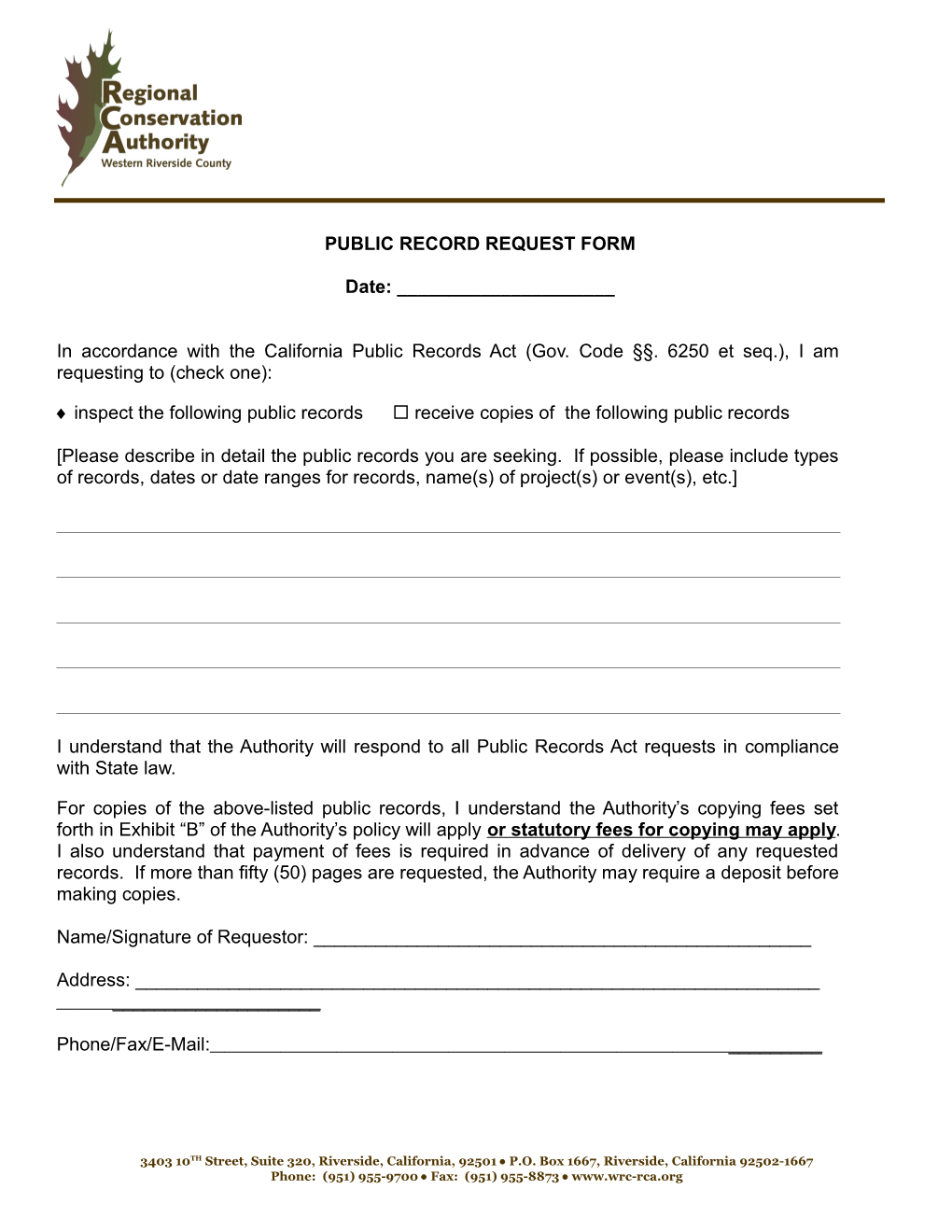 Public Record Request Form