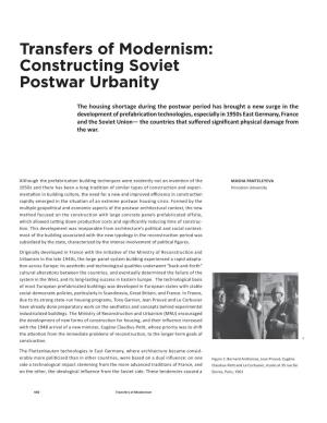 Transfers of Modernism: Constructing Soviet Postwar Urbanity