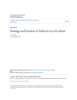 Bondage and Freedom in Tolkien's Lay of Leithian Grace Kirk University of Portland