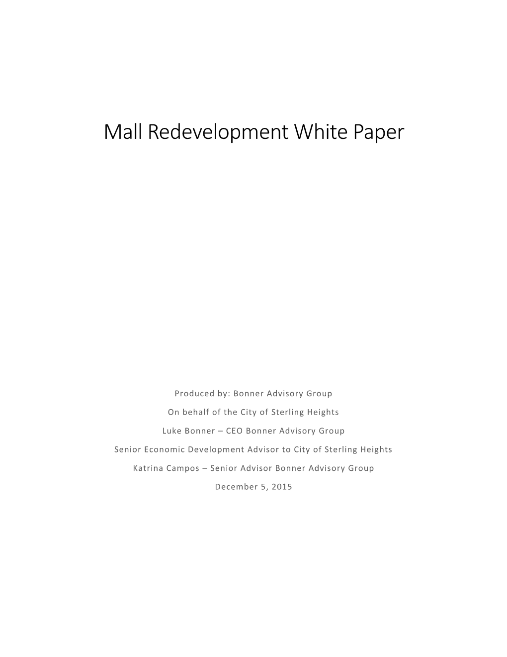 Mall Redevelopment White Paper