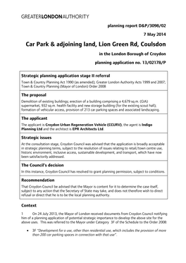Car Park & Adjoining Land, Lion Green Rd, Coulsdon