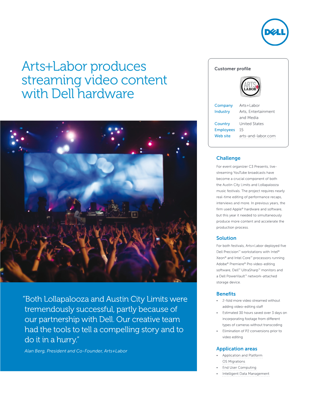 Arts+Labor Produces Streaming Video Content with Dell Hardware