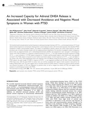 An Increased Capacity for Adrenal DHEA Release Is Associated with Decreased Avoidance and Negative Mood Symptoms in Women with PTSD