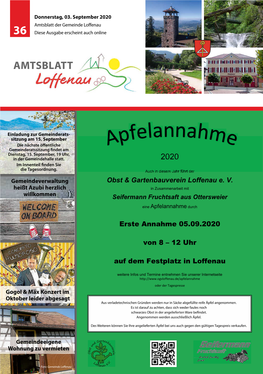 Amtsblatt Der Gemeinde Loffenau 36 Diese Ausgabe Erscheint Auch Online