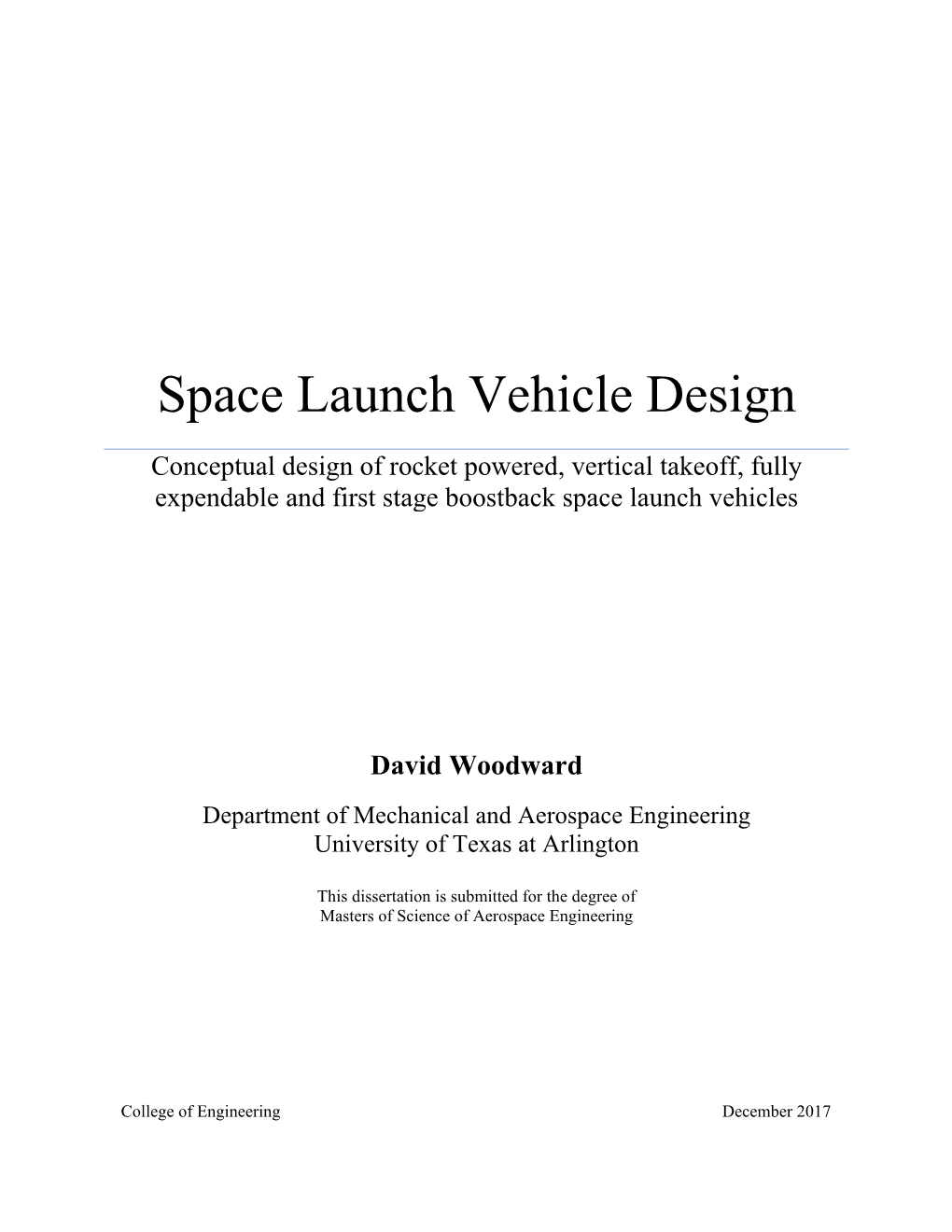 Space Launch Vehicle Design