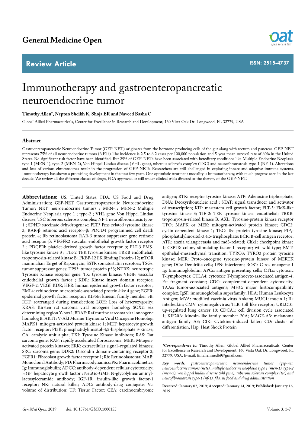 Immunotherapy and Gastroenteropancreatic Neuroendocrine Tumor