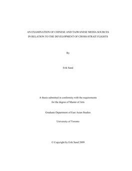 An Examination of Chinese and Taiwanese Media Sources in Relation to the Development of Cross-Strait Flights