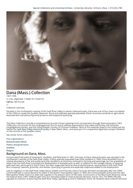 Dana (Mass.) Collection 1801-1938 21 Vols