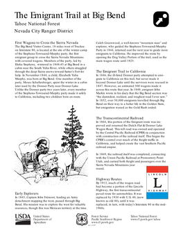 Emigrant Trail at Big Bend Tahoe National Forest Nevada City Ranger District X