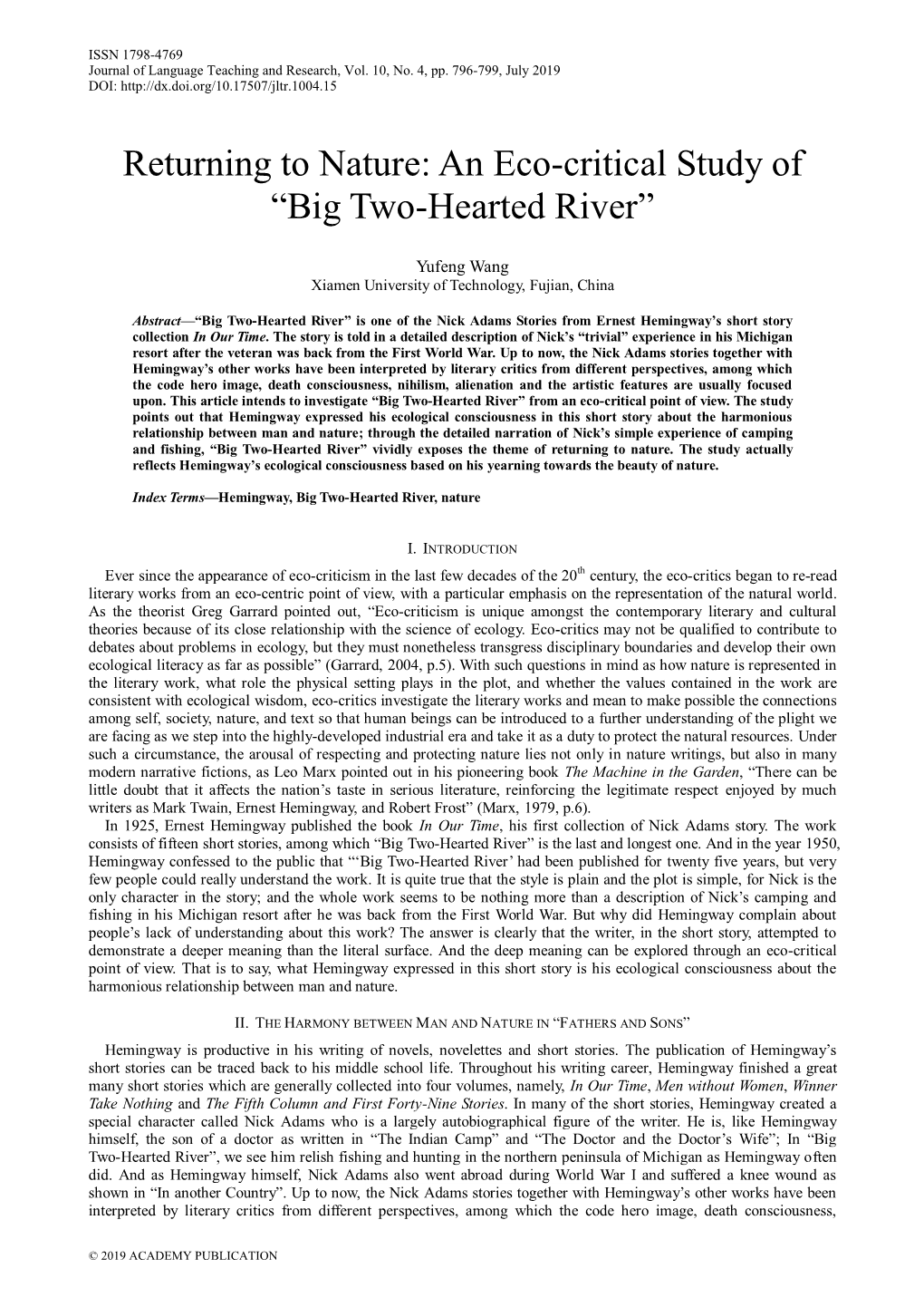 Big Two-Hearted River”