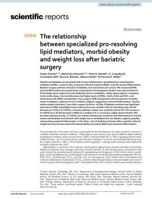 The Relationship Between Specialized Pro-Resolving Lipid Mediators, Morbid Obesity and Weight Loss After Bariatric Surgery