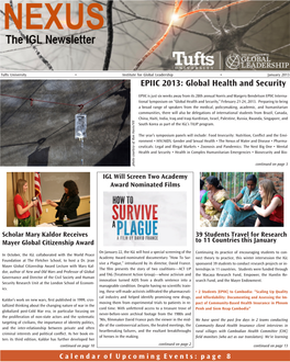EPIIC 2013: Global Health and Security