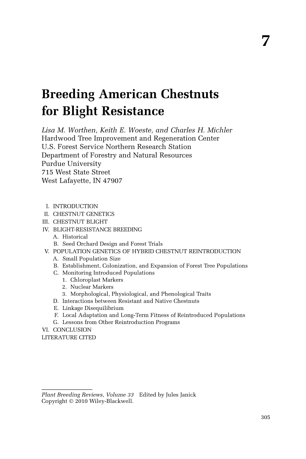 Breeding American Chestnuts for Blight Resistance Lisa M