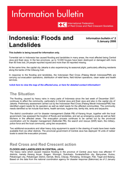 Indonesia: Floods and Landslides; Information Bulletin No