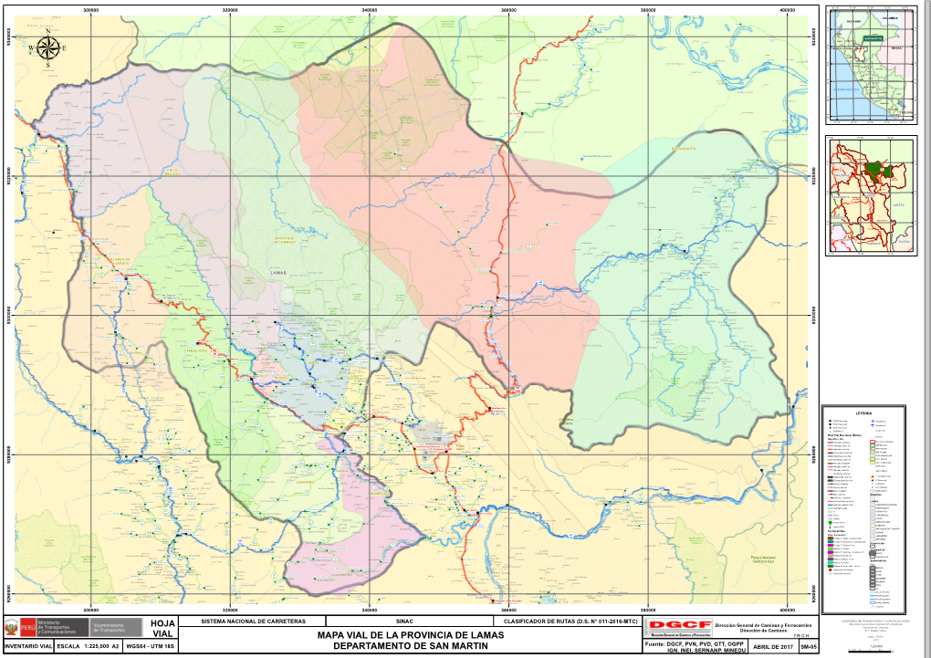 Mapa Vial De La Provincia De Lamas Departamento De San Martin