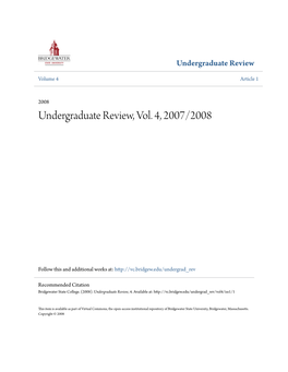 Undergraduate Review, Vol. 4, 2007/2008