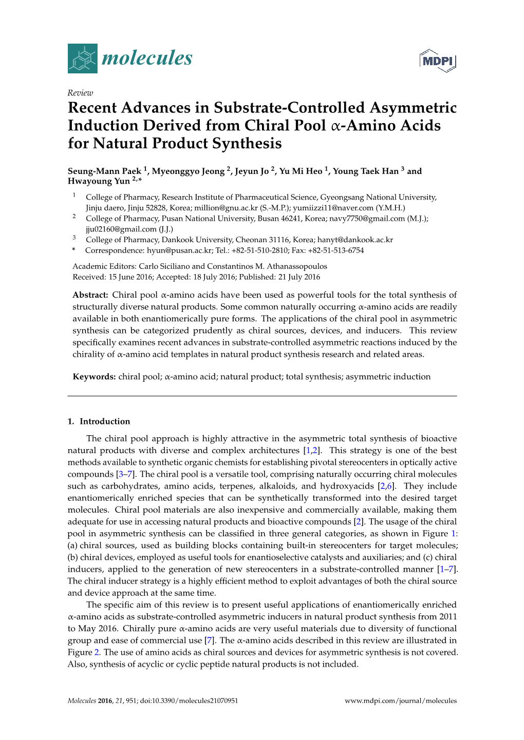 Recent Advances in Substrate-Controlled Asymmetric Induction Derived from Chiral Pool Α-Amino Acids for Natural Product Synthesis