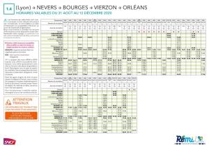 1.4 (Lyon) NEVERS BOURGES VIERZON ORLÉANS HORAIRES VALABLES DU 31 AOÛT AU 12 DÉCEMBRE 2020