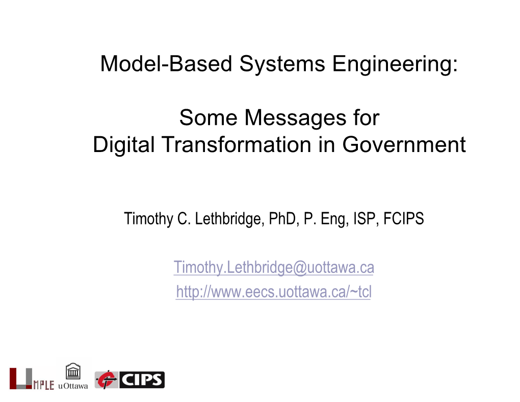 Model-Based Systems Engineering: Some Messages for Digital