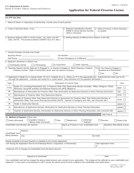 Application for Federal Firearms License