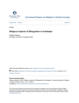 Religious Aspects of Bilingualism in Azerbaijan