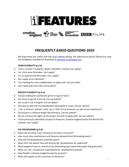 Frequently Asked Questions 2019