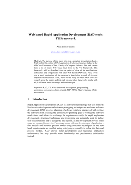 Web Based Rapid Application Development (RAD) Tools Yii Framework