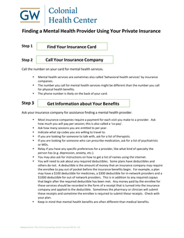 Finding a Mental Health Provider Using Your Private Insurance