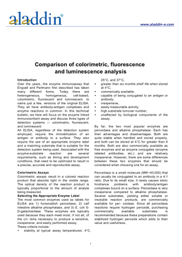 Comparison of Colorimetric, Fluorescence and Luminescence Analysis
