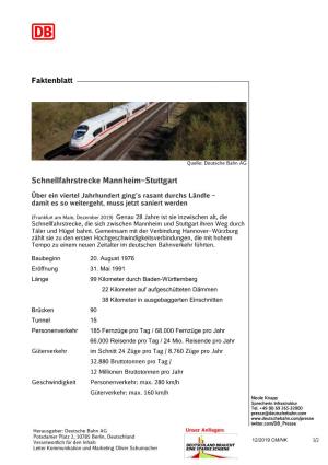 Faktenblatt Schnellfahrstrecke Mannheim–Stuttgart