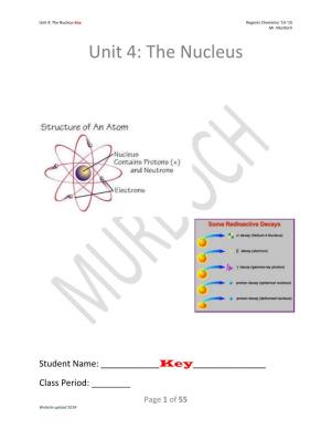 Unit 4: the Nucleus-Key Regents Chemistry ’14-‘15 Mr