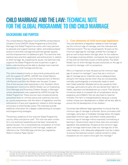 Child Marriage and the Law:Technical Note for the Global Programme To