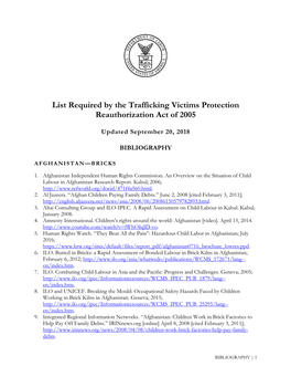 List Required by the Trafficking Victims Protection Reauthorization Act of 2005